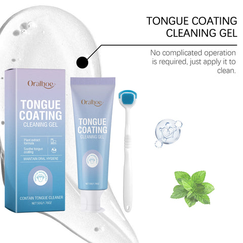 Tongue Cleaner For Remove Tongue Coating Inhibit Oral Bacteria Improve Bad Breath Freshener Tongue Cleansing Gel Toothbrush Set
