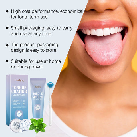Tongue Cleaner For Remove Tongue Coating Inhibit Oral Bacteria Improve Bad Breath Freshener Tongue Cleansing Gel Toothbrush Set