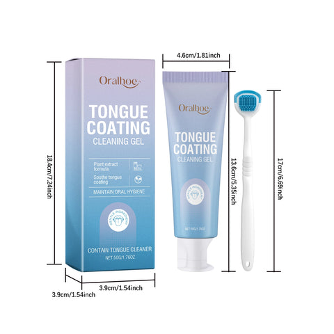 Tongue Cleaner For Remove Tongue Coating Inhibit Oral Bacteria Improve Bad Breath Freshener Tongue Cleansing Gel Toothbrush Set