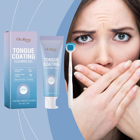 Tongue Cleaner For Remove Tongue Coating Inhibit Oral Bacteria Improve Bad Breath Freshener Tongue Cleansing Gel Toothbrush Set